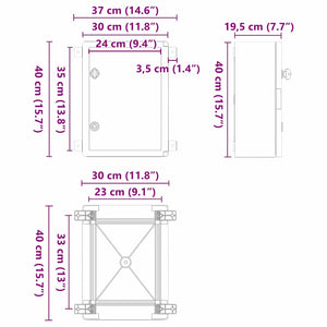 Grauer Steuerungsschrank ABS Kunststoff 37x19,5x40cm
