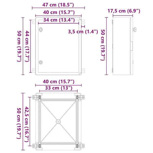 Steuerungsschrank Grau ABS Kunststoff 47x50cm