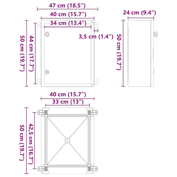 Grauer ABS-Kunststoff-Steuerungsschrank 47x24x50cm