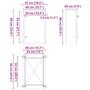 Grauer Steuerungsschrank 47x20x50cm