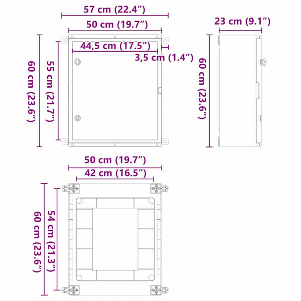 Grauer Steuerungsschrank ABS Kunststoff 57x23x60cm