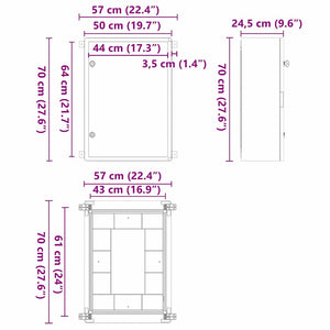 Grauer Steuerungsschrank ABS Kunststoff 57x24,5x70cm