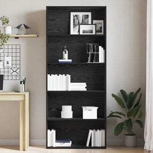 Bücherregal Schwarz Eichen-Optik 80x189 cm