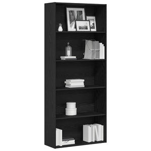Bücherregal Schwarz Eichen-Optik 80x189 cm