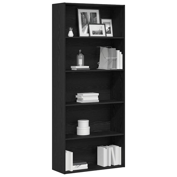 Bücherregal Schwarz Eichen-Optik 80x189 cm