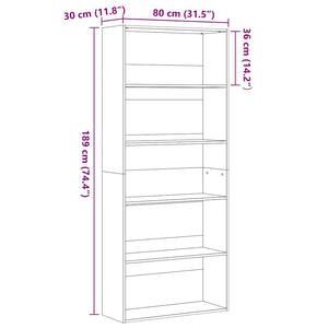 Bücherregal Schwarz Eichen-Optik 80x189 cm