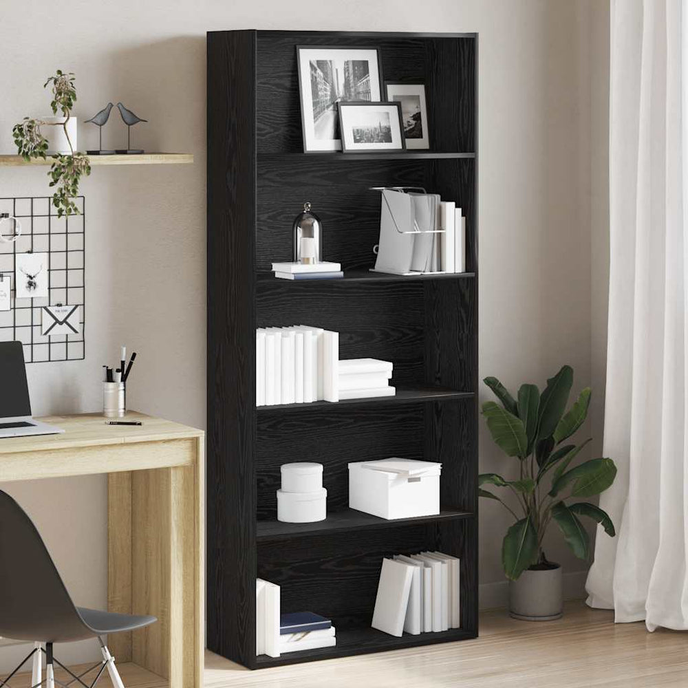 Bücherregal Schwarz Eichen-Optik 80x189 cm