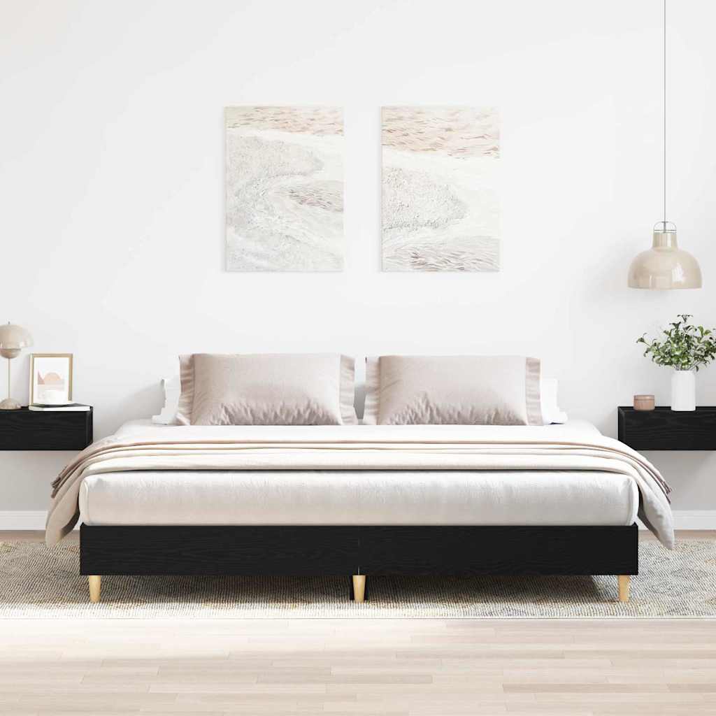Bettrahmen Schwarz Eichen-Optik 203x203 cm