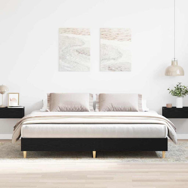 Bettrahmen Schwarz Eichen-Optik 183x203 cm