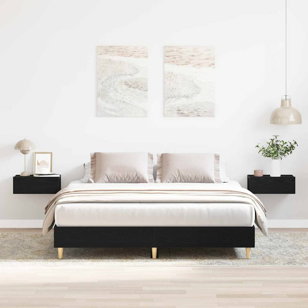 Bettrahmen Schwarz Eichenoptik 203x153 cm