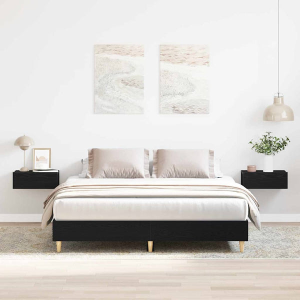 Bettrahmen Schwarz Eichenoptik 203x153 cm