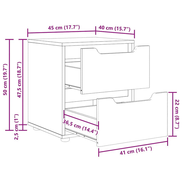 Betongrauer Nachttisch 45x40x50 cm