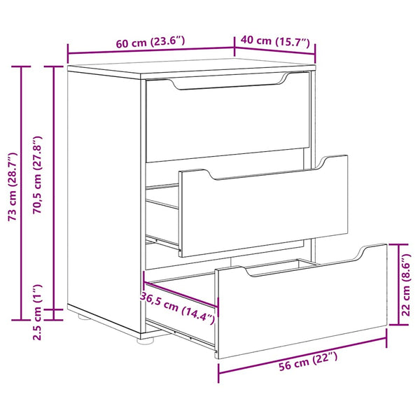 Sideboard Betongrau 60x40x73 cm