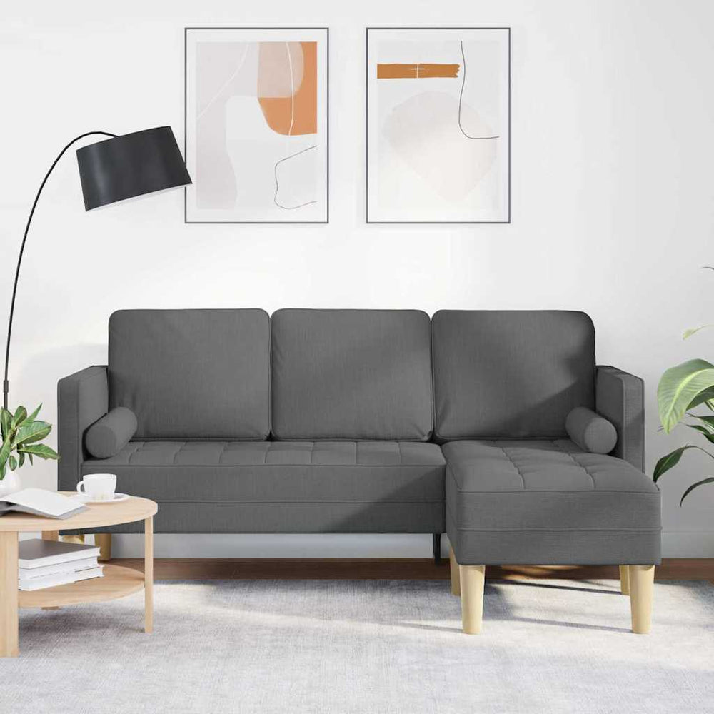 Sofa Set Dunkelgrau mit Kissen