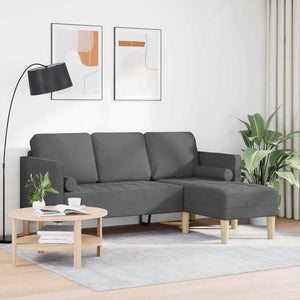 Sofa Set Dunkelgrau mit Kissen