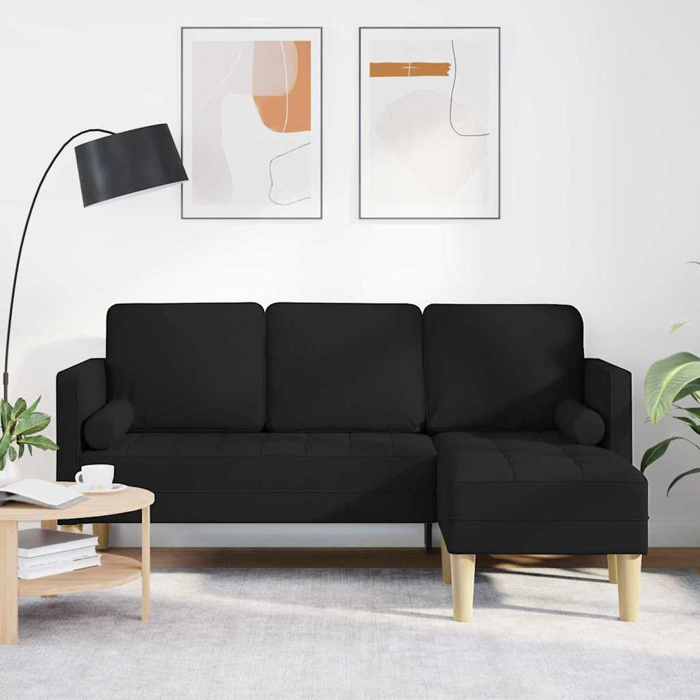 Schwarzes Sofa Set mit Kissen