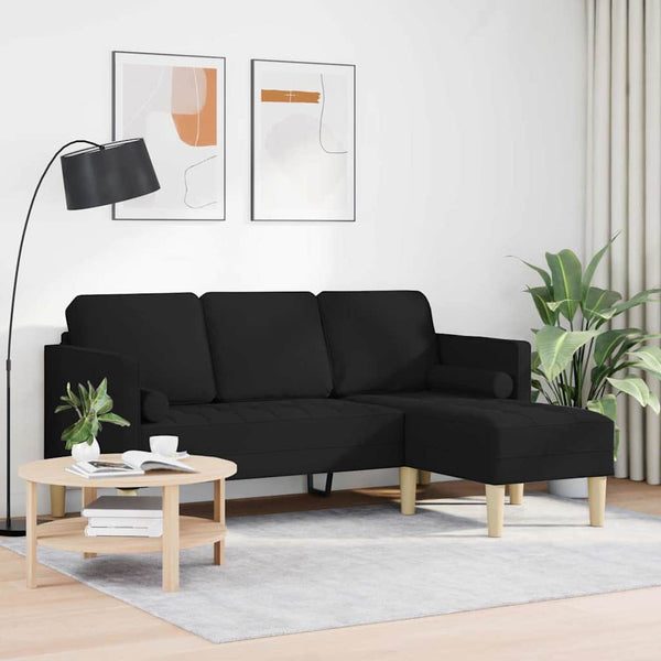 vidaXL Ensemble de canapés avec coussins Noir Polyester