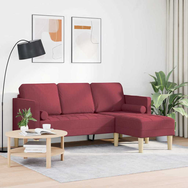 Weinrotes Sofa-Set mit Kissen