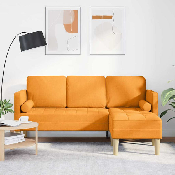 Dunkelgelbes Sofa-Set mit Kissen