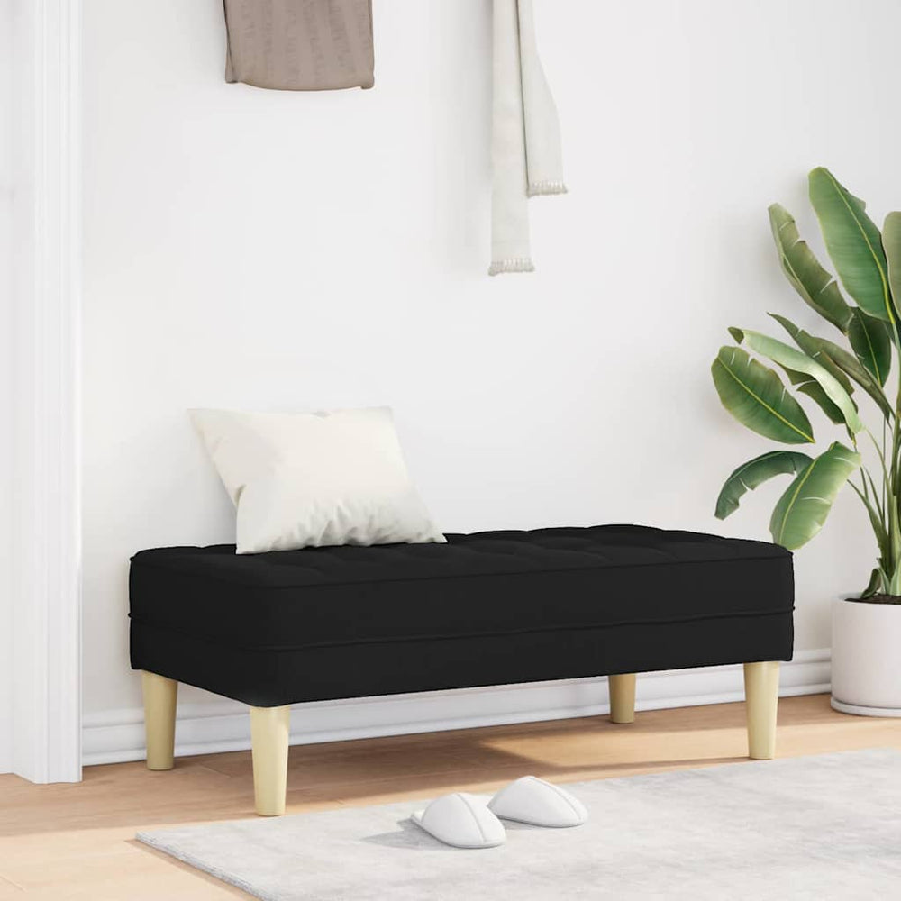 Schwarze Stoffbank mit Kissen, 113 cm