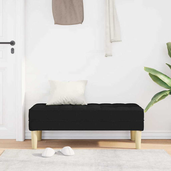 Schwarze Stoffbank mit Kissen, 113 cm