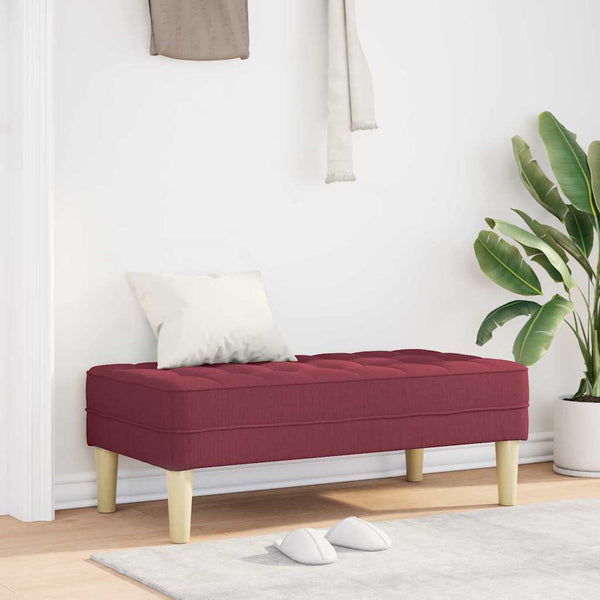 Weinrote Stoffbank mit Kissen, 113 cm