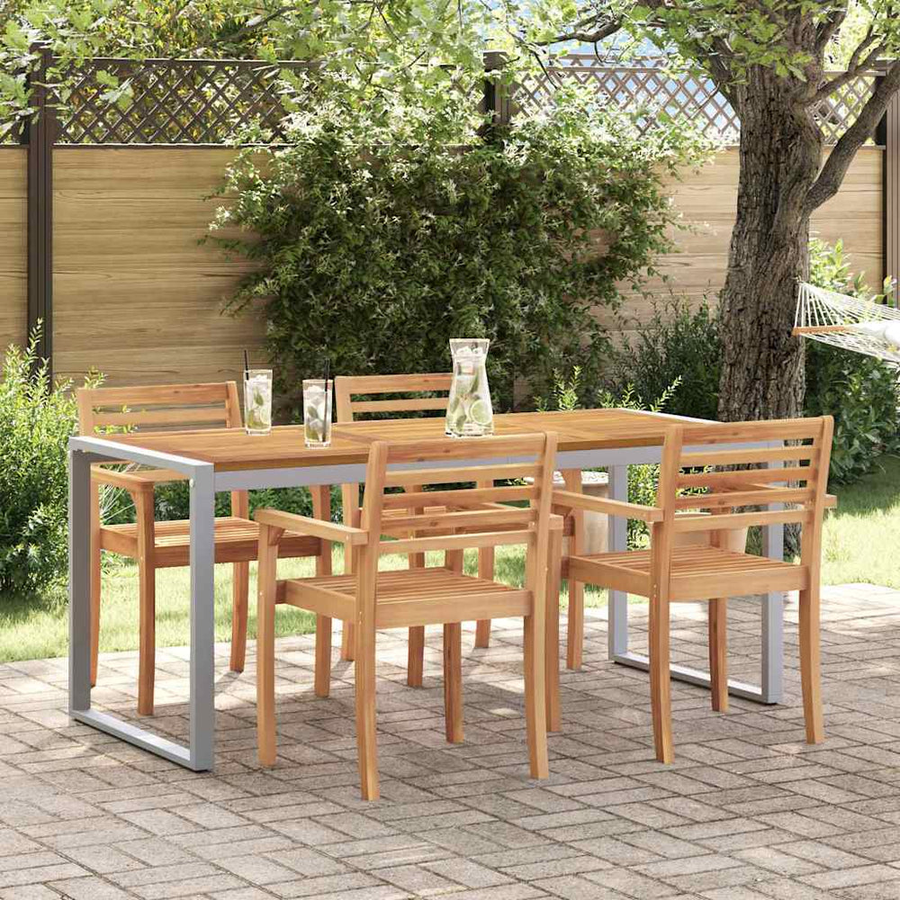 Grauer Gartentisch Akazie Massivholz 180x90 cm