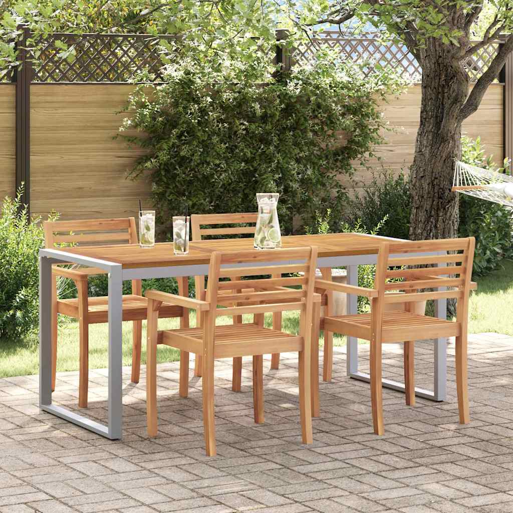 Grauer Gartentisch Akazie Massivholz 180x90 cm