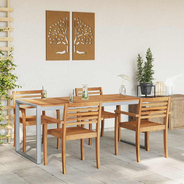 Grauer Gartentisch Akazie Massivholz 180x90 cm