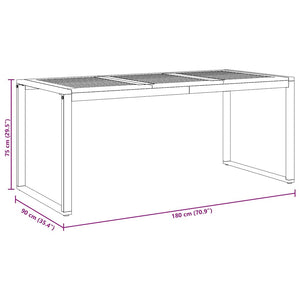 Grauer Gartentisch Akazie Massivholz 180x90 cm