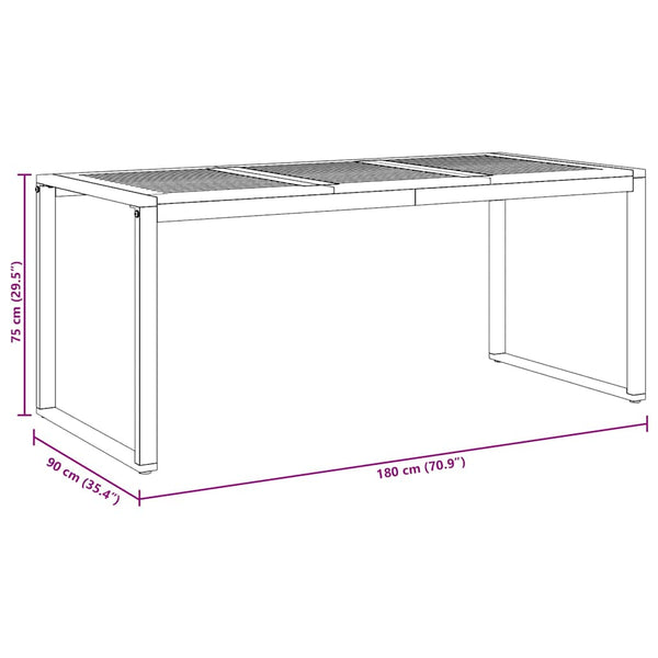 Grauer Gartentisch Akazie Massivholz 180x90 cm