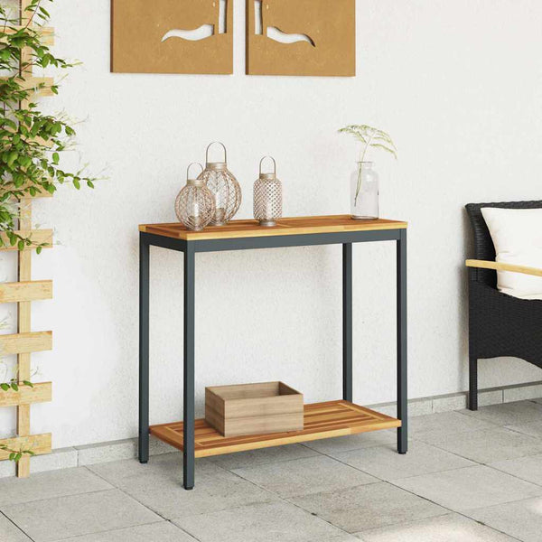 Outdoor Tisch, Natur & Schwarz, 80x35x75 cm