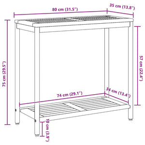 Outdoor Tisch, Natur & Schwarz, 80x35x75 cm