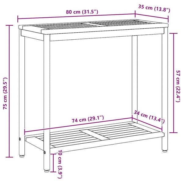 Outdoor Tisch mit Regal, 80x35x75 cm