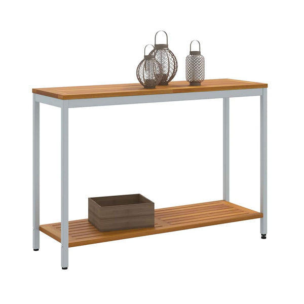 Outdoor Tisch mit Regal, Natur/Grau, 110cm