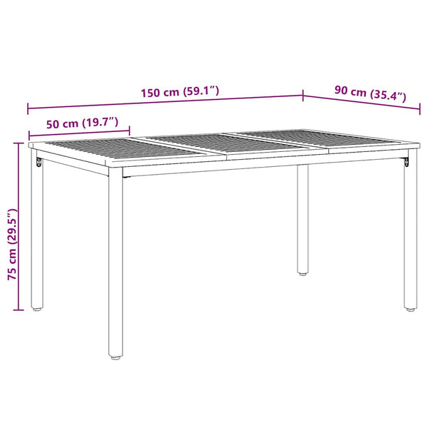 Gartentisch 150 cm Akazie & Stahl