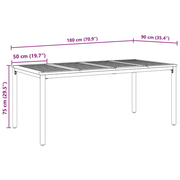 Gartentisch 180 cm Akazie Grau/Natur
