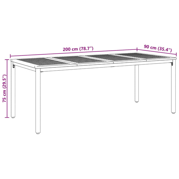Gartentisch 200 cm Akazie Grau/Natur
