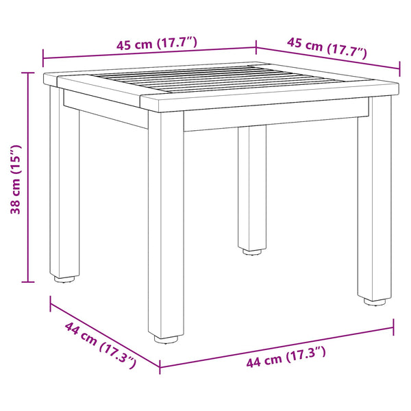 vidaXL Table d'extérieur Naturelle et Grise 45 x 45 x 38 cm