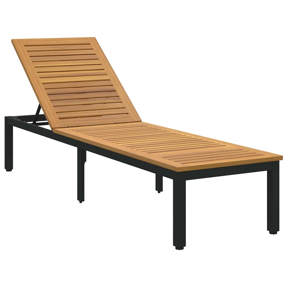 Schwarze Akazienholz Sonnenliege 200cm