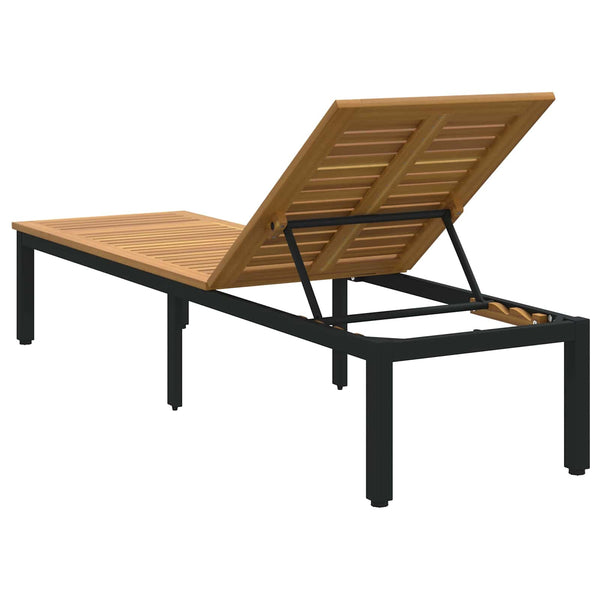Schwarze Akazienholz Sonnenliege 200cm