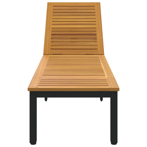 Schwarze Akazienholz Sonnenliege 200cm