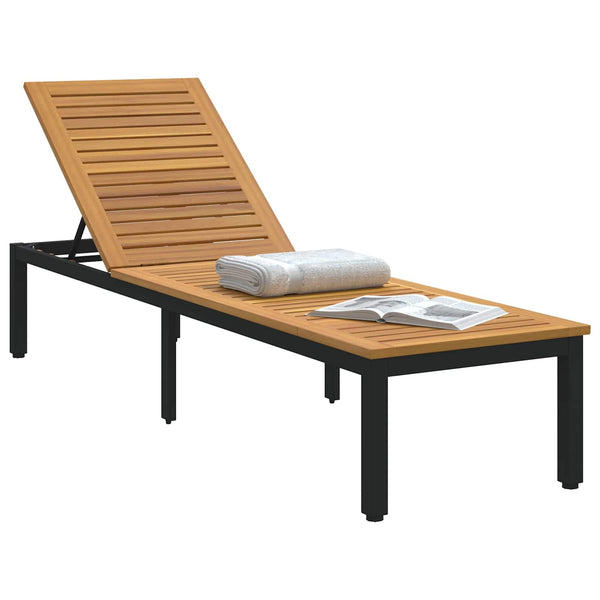 Schwarze Akazienholz Sonnenliege 200cm
