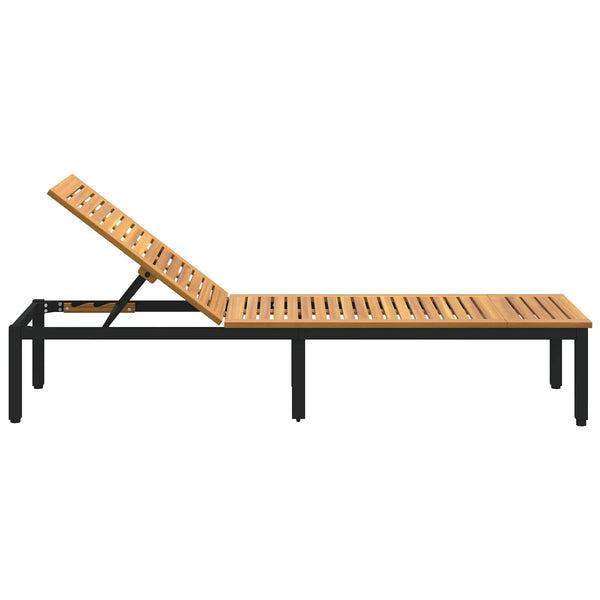 Schwarze Akazienholz Sonnenliege 200cm