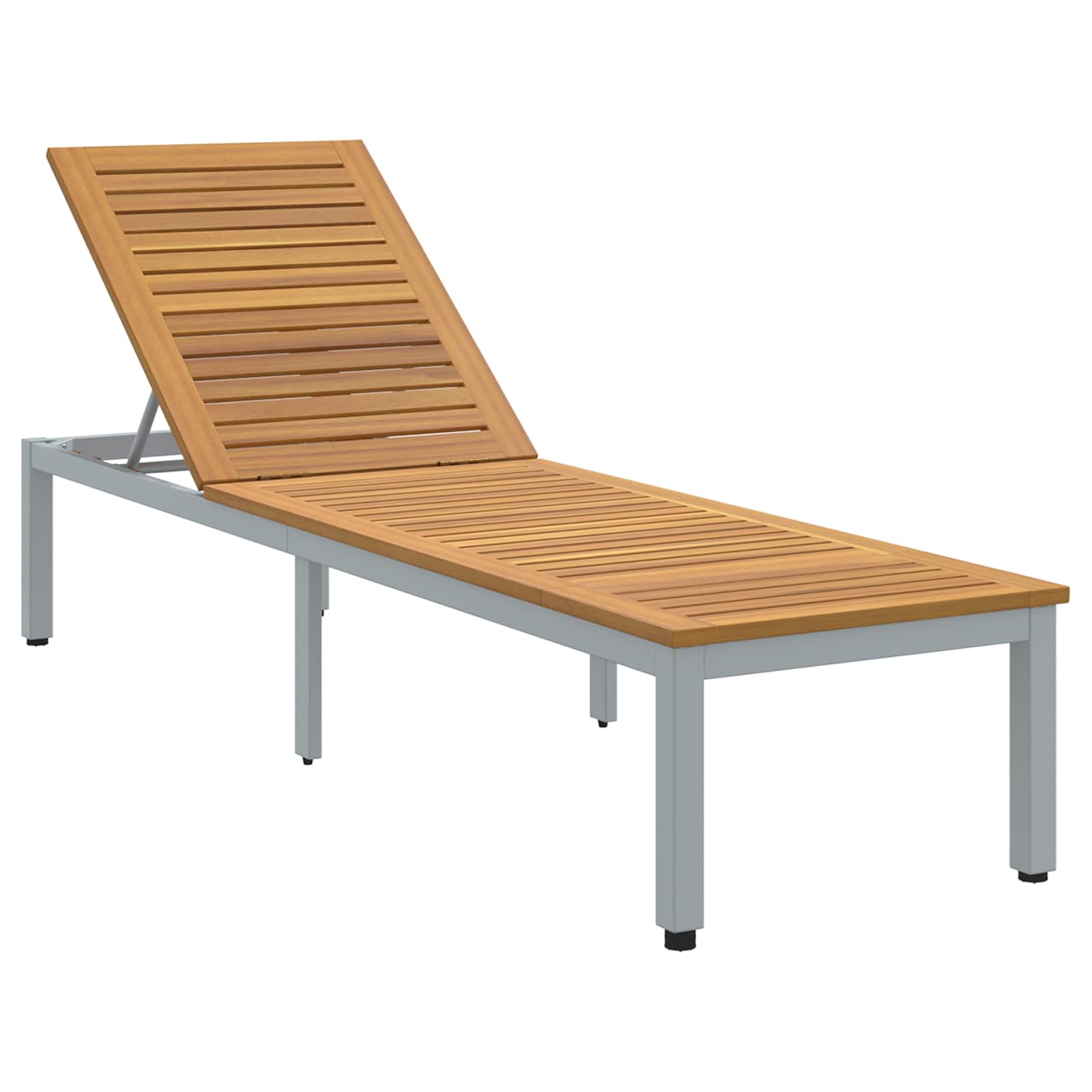Graue Sonnenliege aus Akazienholz, 200 cm