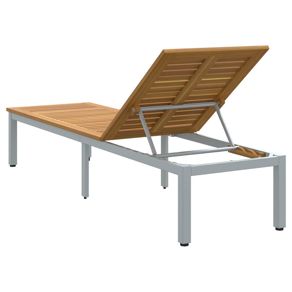 Graue Sonnenliege aus Akazienholz, 200 cm