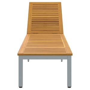 Graue Sonnenliege aus Akazienholz, 200 cm