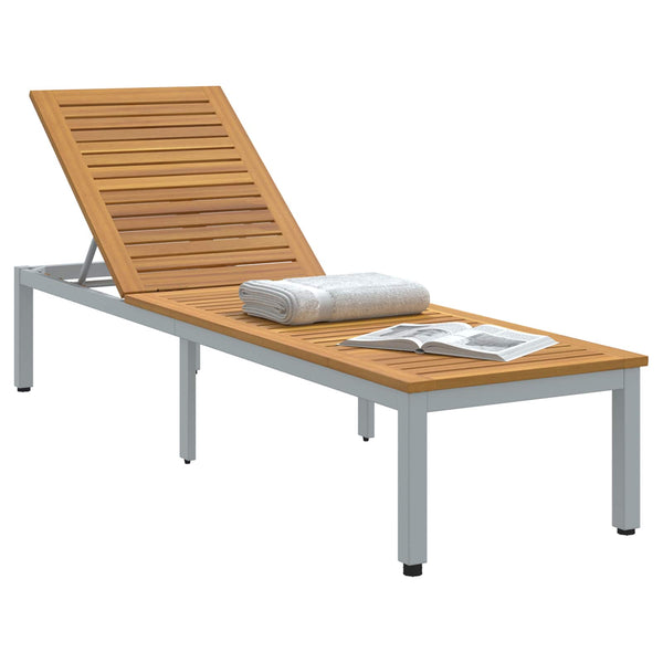 Graue Sonnenliege aus Akazienholz, 200 cm
