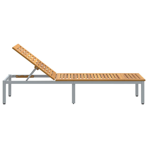 Graue Sonnenliege aus Akazienholz, 200 cm