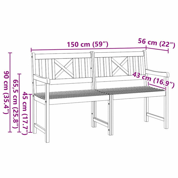 Akazienholz Gartenbank Natur 150cm